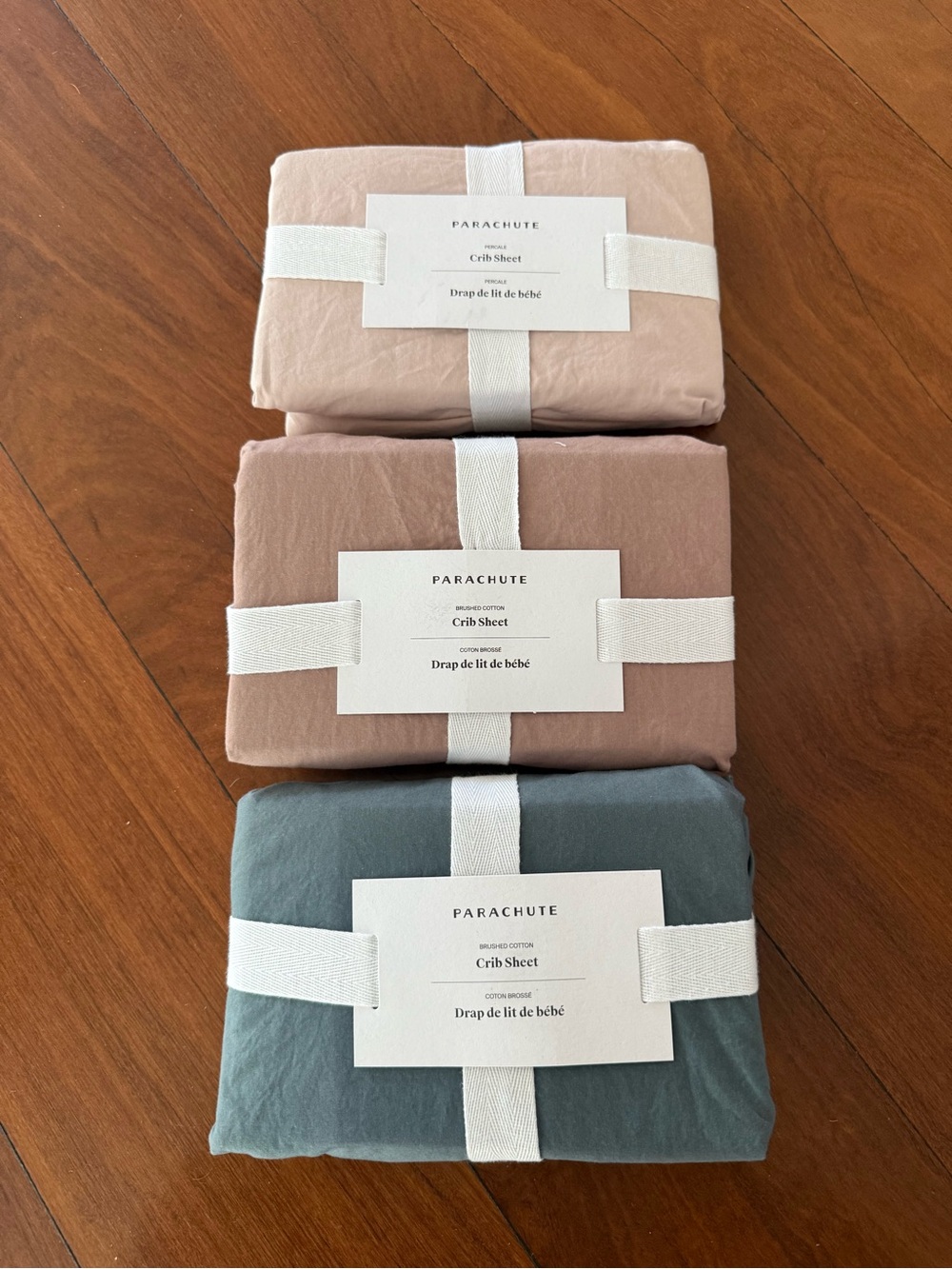 Parachute Crib Sheets in Haze, Clover & Dusk